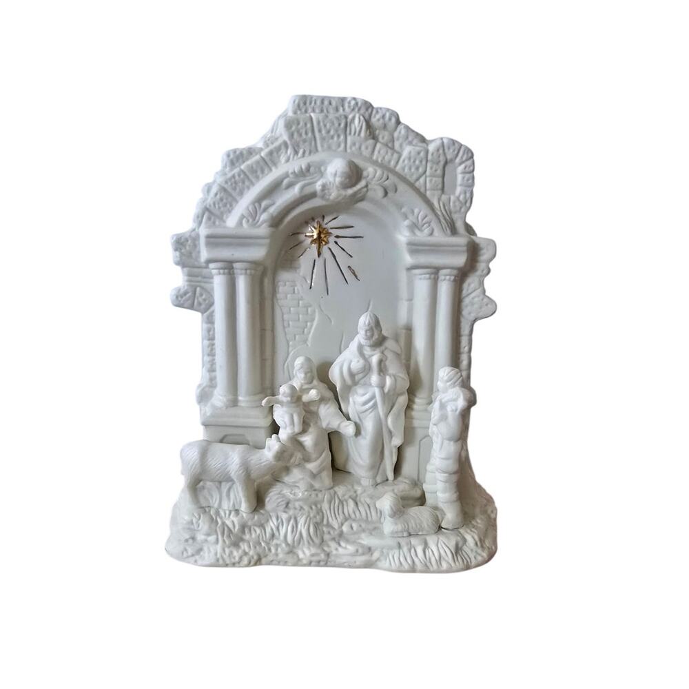 Vintage Ceramic Light Up Standing Nativity Scene
